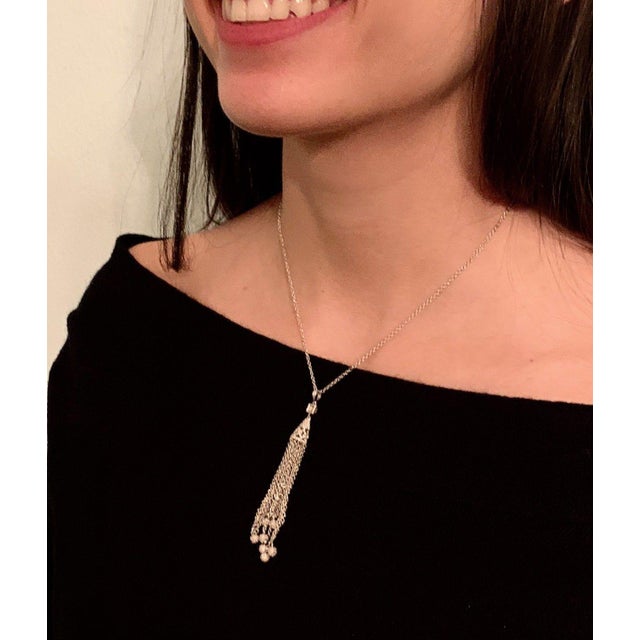 Metal Diamond Necklace 18 Karat Gold Tassel Pendant Women Certified For Sale - Image 7 of 8