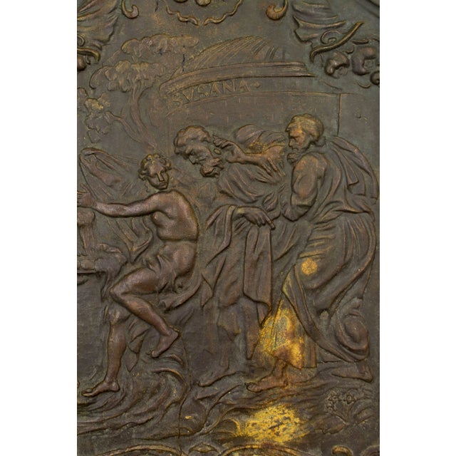 18th Century French Cast Iron Fireback Bas Relief For Sale - Image 4 of 8