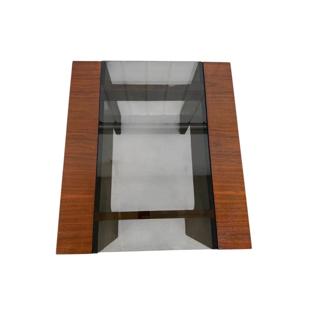 Mid-Century Modern Lane Smoked Glass Walnut Side Tables - Set of 2 For Sale - Image 10 of 11