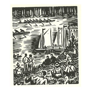 Frans Masereel, Spare Time Before the River, 1964, Woodcut For Sale