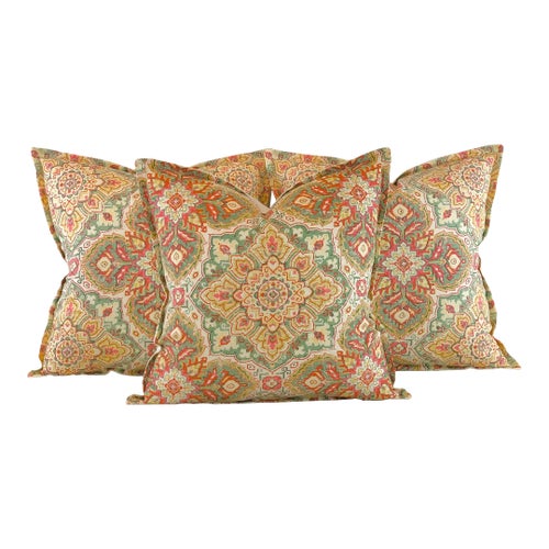 Designer P Kaufmann Waverly Cream Coral Green Yellow Ikat Suzani