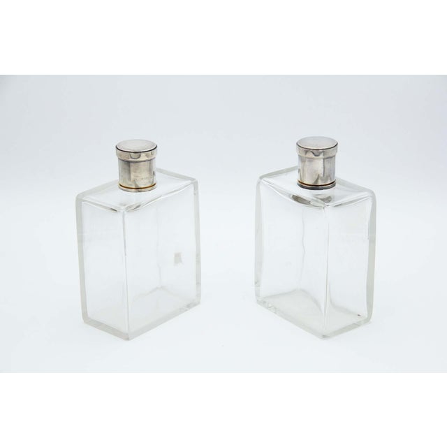 Glass Bottles with Silver Screw Caps, Set of 2 For Sale - Image 4 of 4