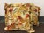 Gold Floral Print Cotton Sateen Throw Pillows With Double Flange Trim, Pair For Sale - Image 8 of 12