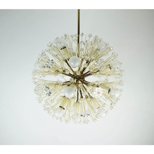 Mid-Century Dandelion Chandelier in Brass and Glass, 1950s For Sale - Image 11 of 11