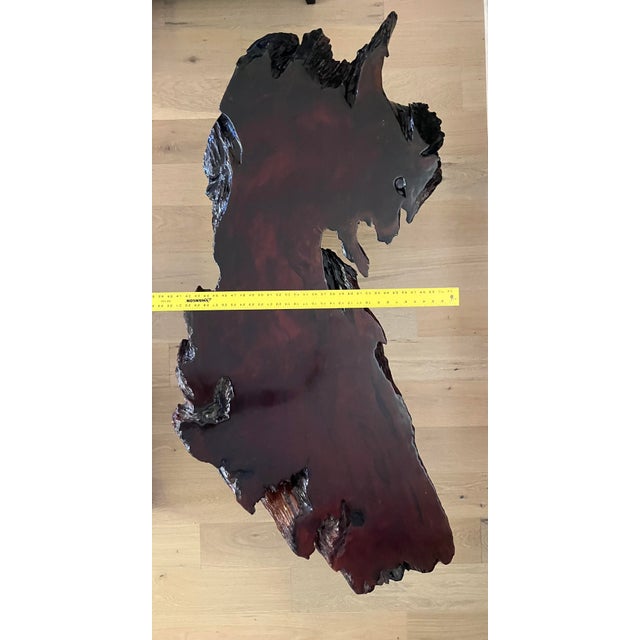 Mid-Century Modern 1960s Monumental 3-Inch Old-Growth Redwood Slab Coffee Table For Sale - Image 3 of 12