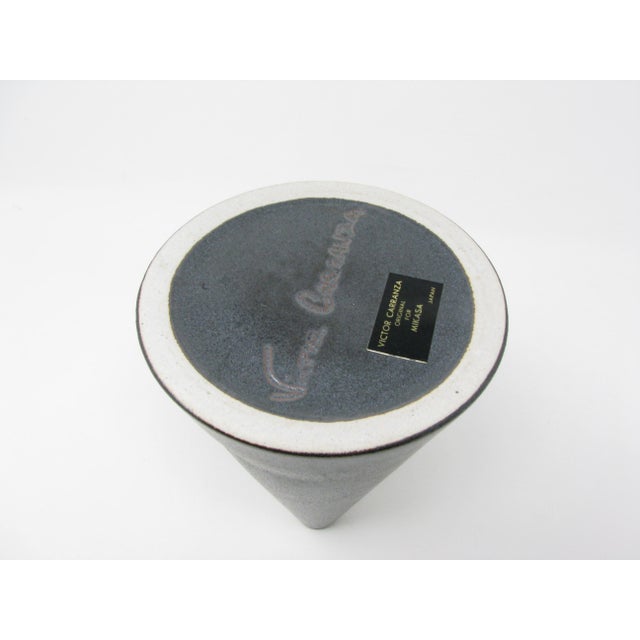 Vintage Victor Carranza for Mikasa Metallic Gunmetal Gray Cone Vase For Sale - Image 10 of 11
