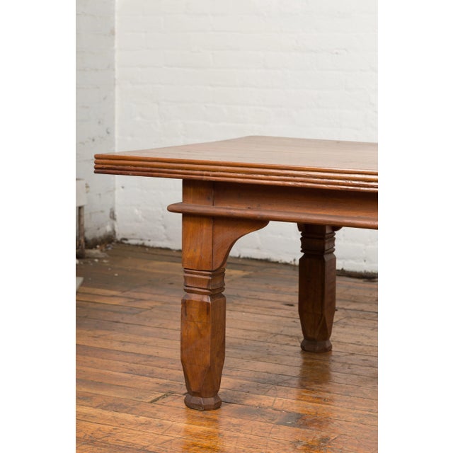 Oversized 19th Century Indonesian Coffee Table with Reeded Edge and Carved Legs For Sale - Image 9 of 13