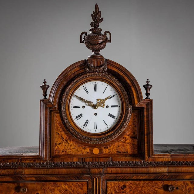 Brown Neoclassical Cylinder Secretaire Desk with Clock, 1780 For Sale - Image 8 of 15