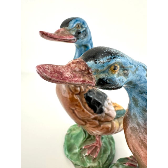 Mid Century Vintage Italian Hand Painted Ducks, a Pair For Sale - Image 10 of 11