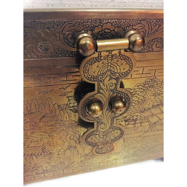 Vintage Chinese Brass Etched Keepsake Letter Box Chairish