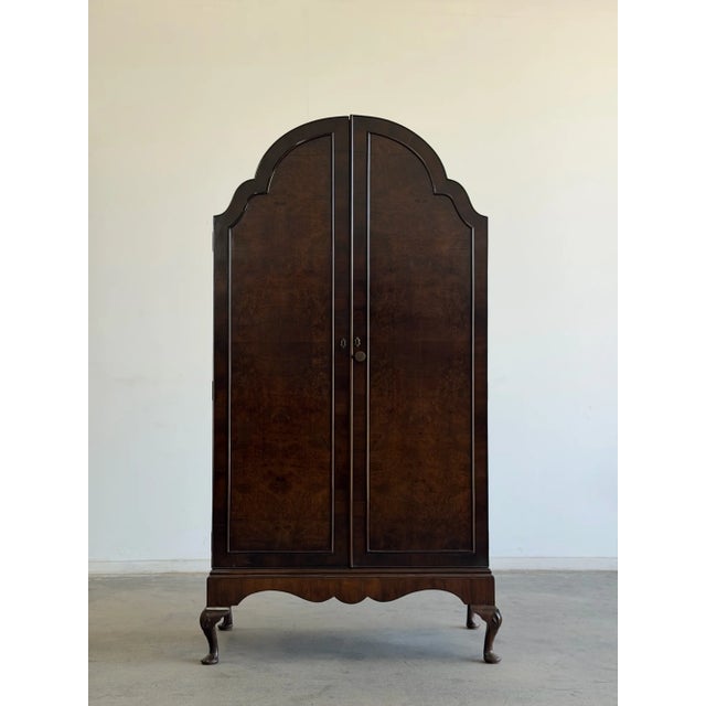 Art Deco 1960s Burl & Walnut Art Decor Armoire on Cabriole Legs For Sale - Image 3 of 17
