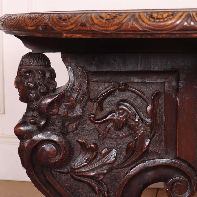 Vintage English Carved Lamp Table, 1890s For Sale - Image 11 of 12