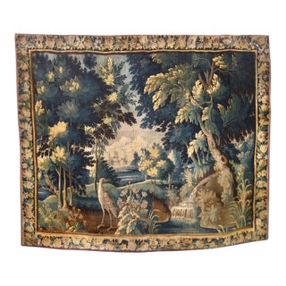 Mid 18th Century French Aubusson Verdure Waterfall and Egret For Sale