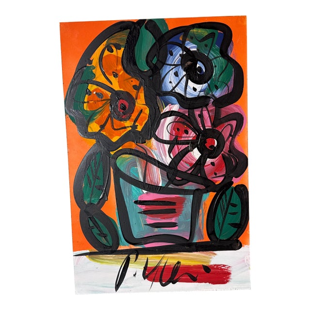 1972 Original Flower Painting by Artist Peter Keil For Sale