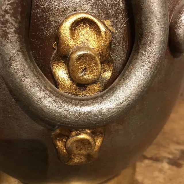 Metal Italian Hand Painted Ceramic Lamp With Shade For Sale - Image 7 of 12