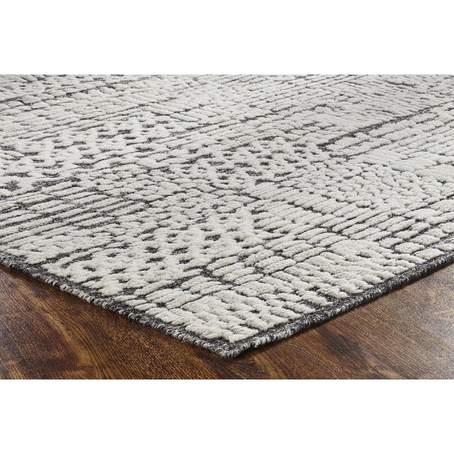 2020s Ivory Gray Abstract Modern Hand-Knotted Wool Rug 8x10 For Sale - Image 5 of 8