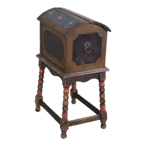 Vintage Turkish Painted Grain Domed Parlor Smoke Stand Humidor Tobacco Box