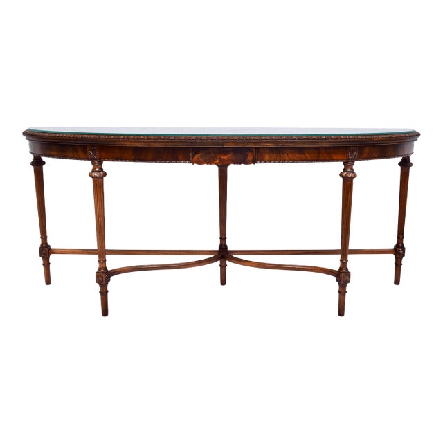 1960s Monumental French Style Demilune Console Table For Sale