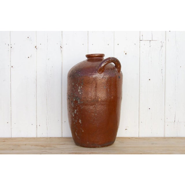 Spanish Large Glazed Terracotta Spanish Jug For Sale - Image 3 of 7