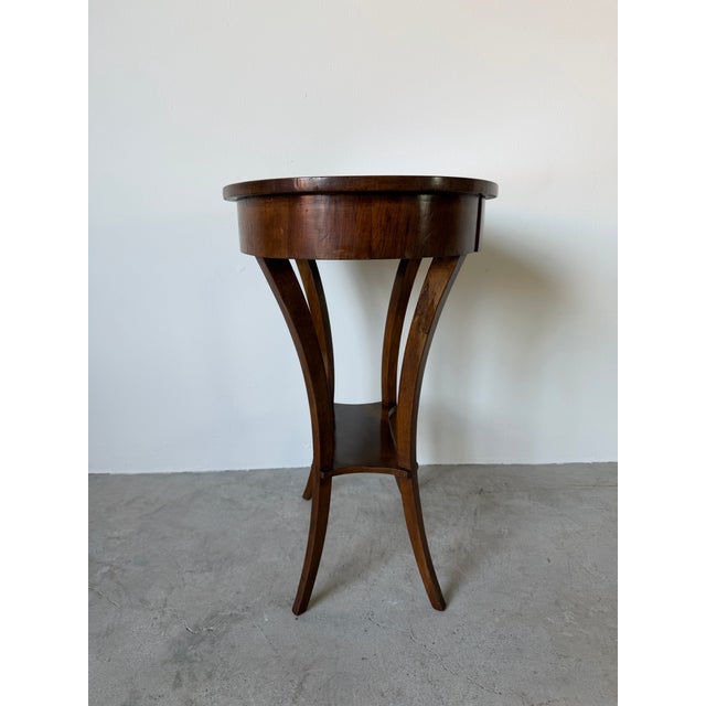 Vintage Italian Walnut Oval Side Table / Nightstand With Drawer For Sale - Image 12 of 12
