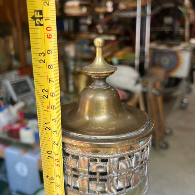 Brass Vintage Brass Fireplace Tools and Holder For Sale - Image 8 of 12