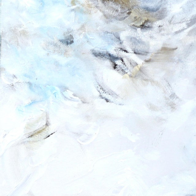 Out in the Dark - Abstract Serene Cool Tone Textural Acrylic Canvas Painting Original Artwork by Ve Boisvert For Sale - Image 4 of 9