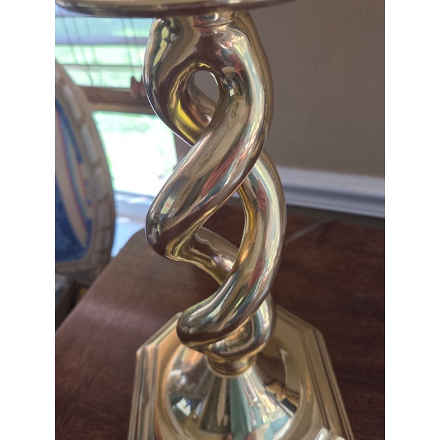 Brass Vintage Stiffel Brass Barley Twist Lamps - A Pair For Sale - Image 8 of 15