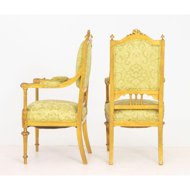 Pair of Louis XVI Style Giltwood Fauteuils For Sale In New York - Image 6 of 9