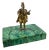 Late 19th Century Miniature Russian Bronze Musician on Malachite Base For Sale