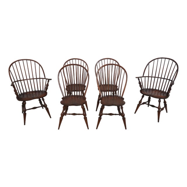 Set of 6 Dr Dimes Windsor Loop Back Dining Room Chairs For Sale