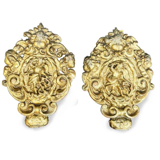 Wood Golden Friezes in Lime Wood, Set of 2 For Sale - Image 7 of 7