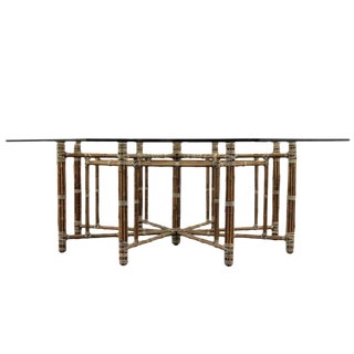 McGuire Bamoo and Laced Rawhide Octagonal Dining Table For Sale