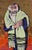 A contorted Rabbi looking upward is depicted in a naive, and almost child-like manner. Vibrant colors, and gestural...