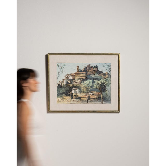 20th Century "Italian Hill Town" Oil on Canvas For Sale - Image 9 of 9
