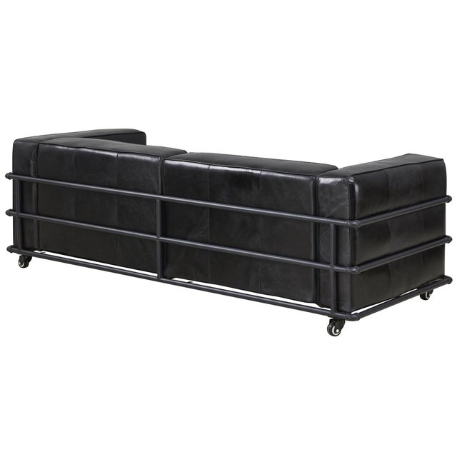 Industrial Henry Industrial Modern Leather Sofa - Micheal Cherry For Sale - Image 3 of 15