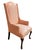 Late 20th Century Slender Queen Anne Wing Chair in Peach Silk Damask With Chinoiserie Medallions For Sale - Image 5 of 6