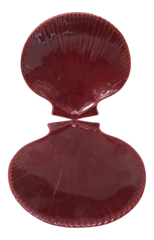C.1950 French Majolica Red Shells Dishes Vallauris , a Pair