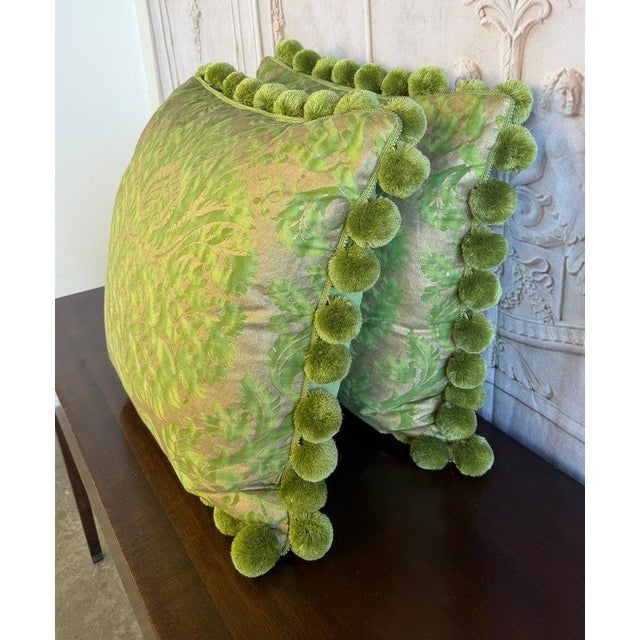 Pair of Custom Venetian Mariano Fortuny Damask Pillows For Sale - Image 9 of 12