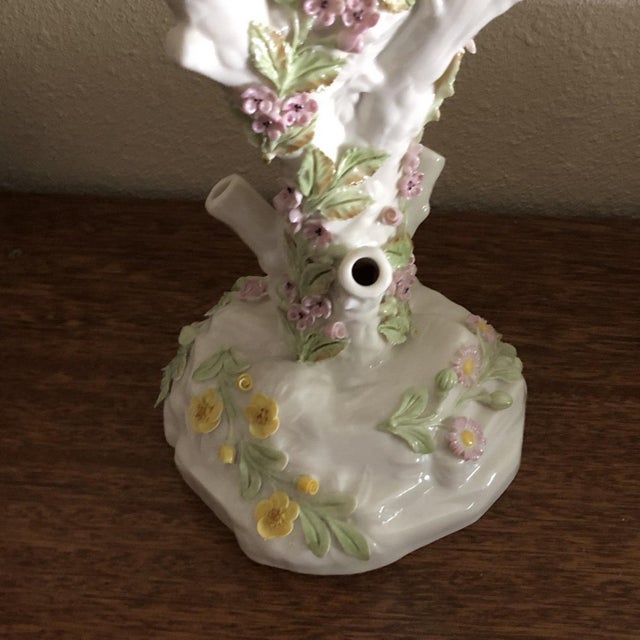 Rare Belleek Bird Nest Stump Vase With Flowers Chairish