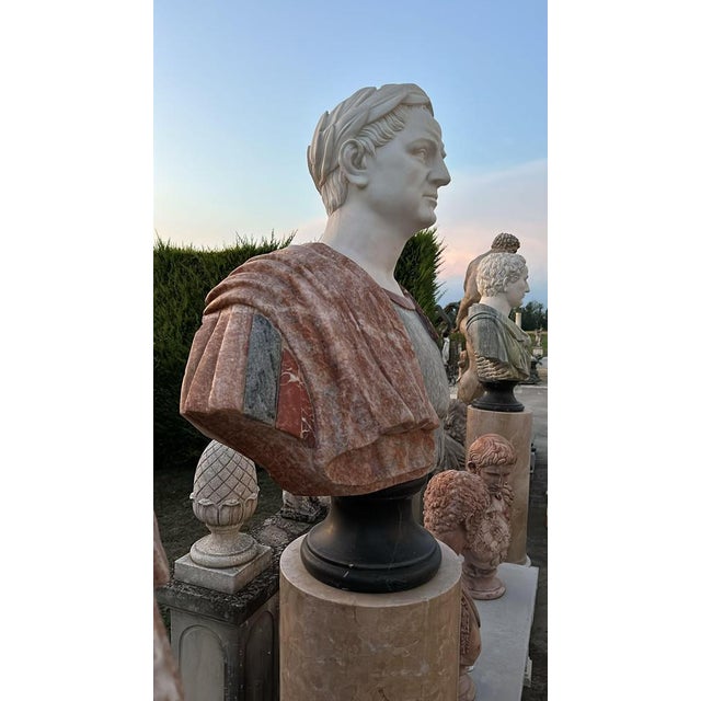 Huge Bust of Roman Emperor, 1950, Marble For Sale - Image 8 of 11