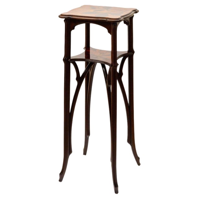 20th Century Art Nouveau 2-Tier Plant Pedestal in Walnut For Sale