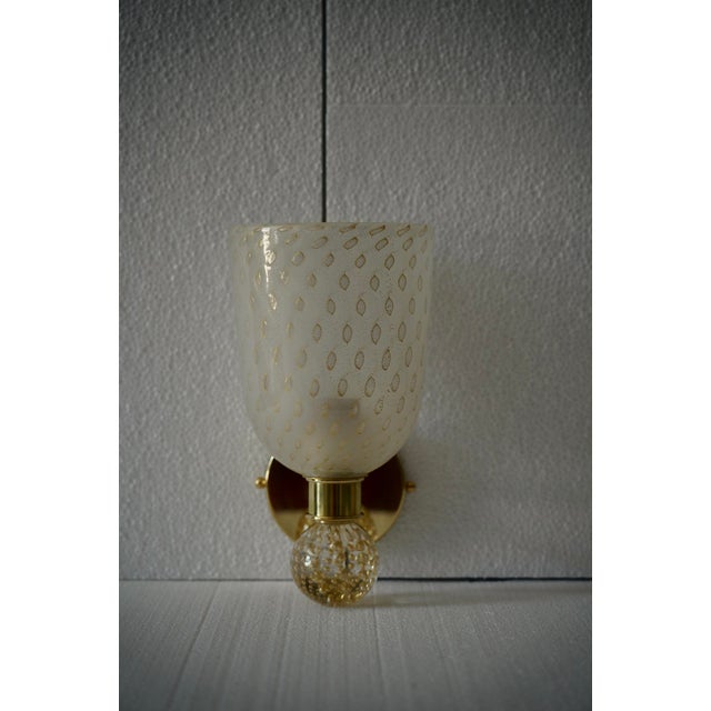 Gold Murano Art Glass and Brass Round Gold Wall Light, 2000 For Sale - Image 8 of 9