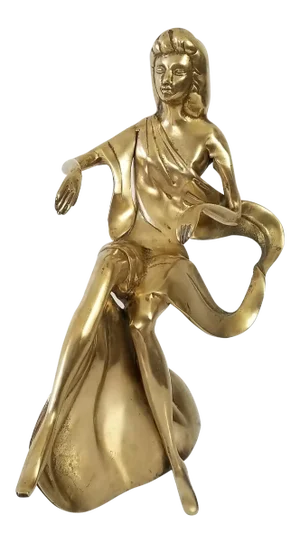 Vintage Siting Female Brass Sculpture on Lucite Base