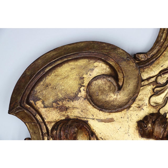 Gold Large Portuguese Antique Wooden Cherub, Baroque Gold Leaf Angel, 18th Century, Sacred Sculpture For Sale - Image 8 of 12