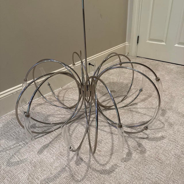 Contemporary Terzani Hook Chandelier Pendant Light Nickel/Clear Suspension Lamp 90cm For Sale - Image 3 of 5