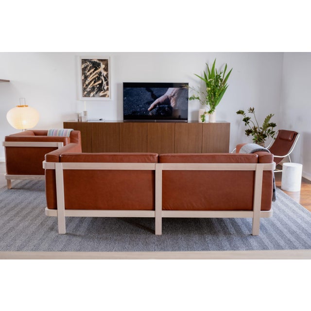 Contemporary Two-Seater Sofa in Ash and Camel Leather by Julien Renault For Sale - Image 3 of 14