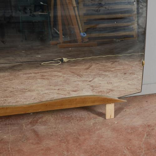 Large Shaped Mirror with Wooden Base For Sale - Image 4 of 7