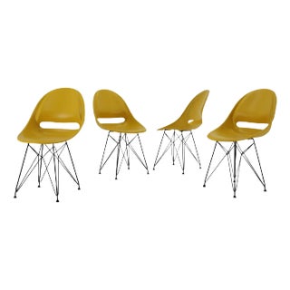 Mid-Century Yellow Fiberglass Dining Chairs by M. Navratil, 1960s, Set of 4 For Sale