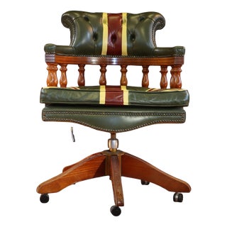 Captain's Swivel Leather Armchair, 2010s For Sale