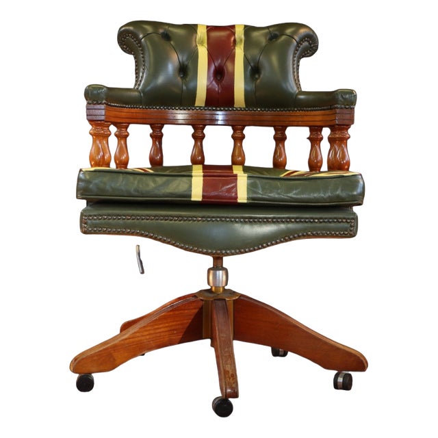 Captain's Swivel Leather Armchair, 2010s For Sale